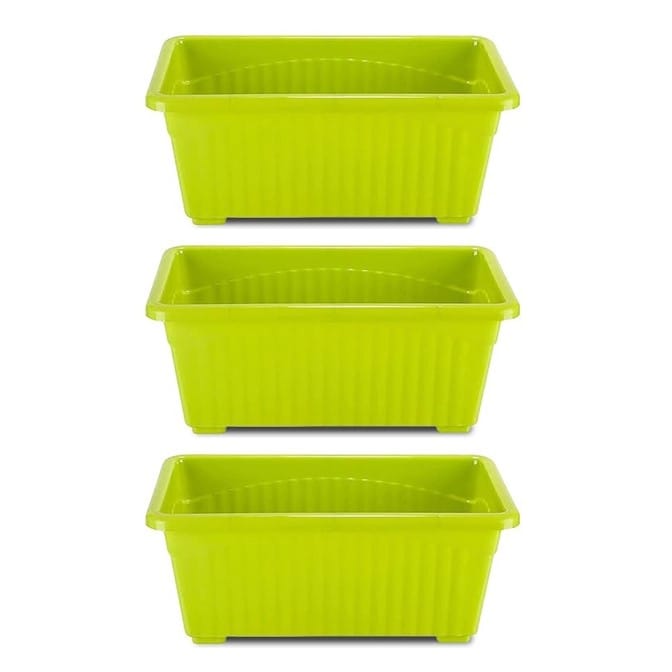 Set of 3 - 14 Inch Green  Premium Jupiter Rectangular Window Planter