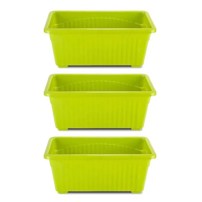 Set of 3 - 14 Inch Green  Premium Jupiter Rectangular Window Planter