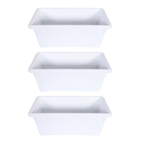 Set of 3 - 14 Inch White Premium Jupiter Rectangular Window Planter