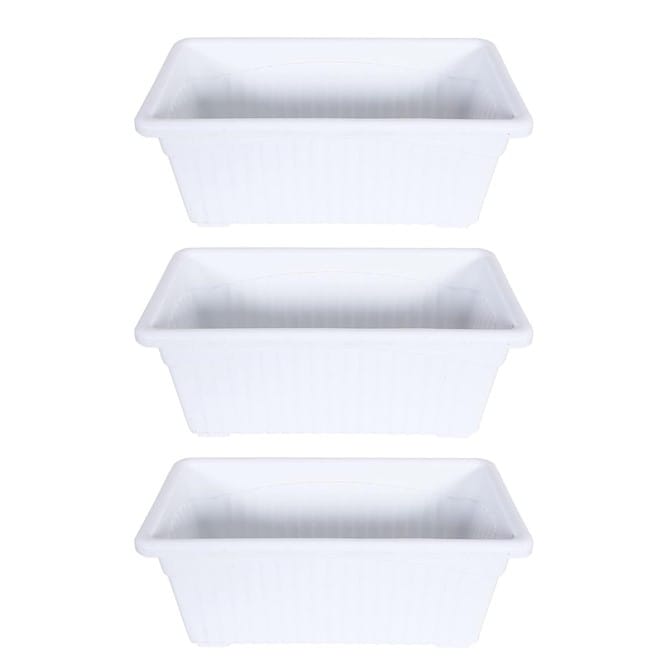 Set of 3 - 14 Inch White Premium Jupiter Rectangular Window Planter