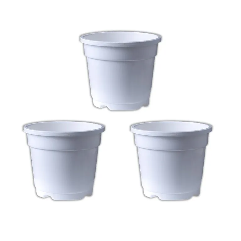 Set of 03 - 10 Inch White Nursery Pot