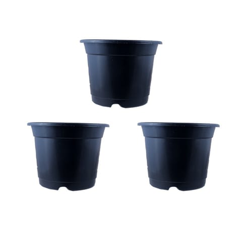 Set of 03 - 8 Inch Black Nursery Pots