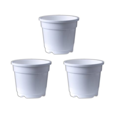 Set of 03 - 10 Inch White Nursery Pots