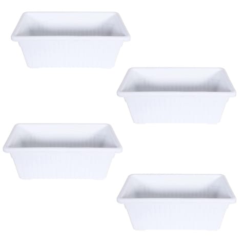 Set of 4 - 14 Inch White Premium Jupiter Rectangular Window Planter