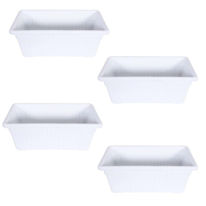 Set of 4 - 14 Inch White Premium Jupiter Rectangular Window Planter