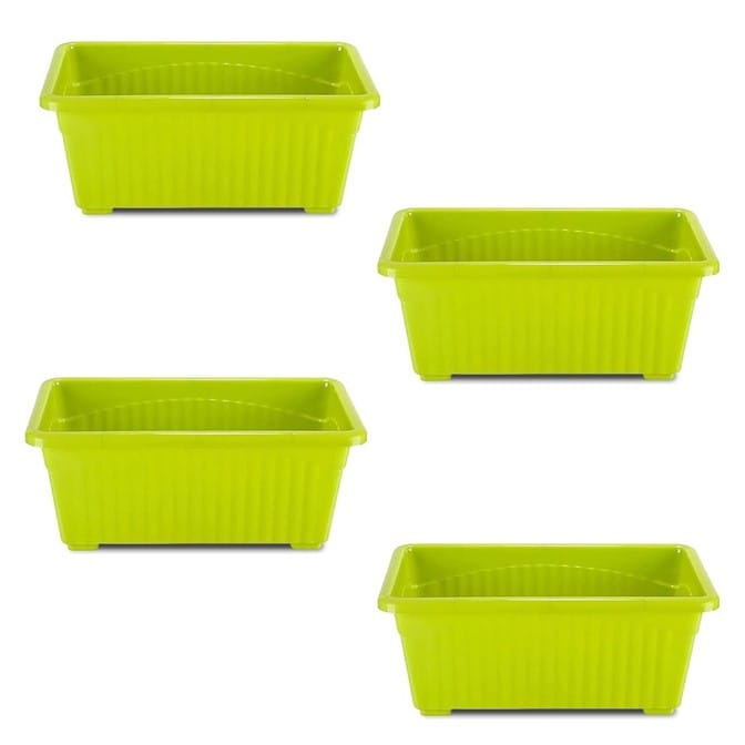 Set of 4 - 14 Inch Green Premium Jupiter Rectangular Window Planter