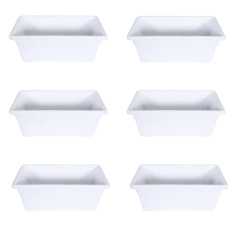 Set of 6 - 14 Inch White Premium Jupiter Rectangular Window Planter