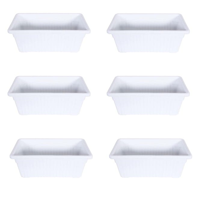 Set of 6 - 14 Inch White Premium Jupiter Rectangular Window Planter