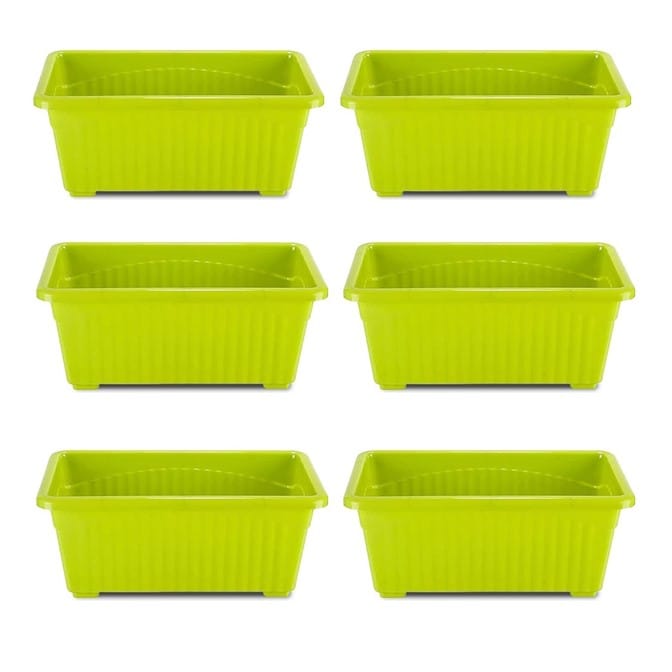 Set of 6 - 14 Inch Green  Premium Jupiter Rectangular Window Planter