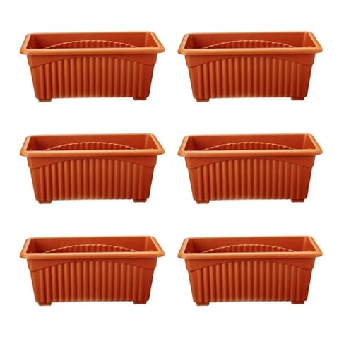Set of 6 - 14 Inch Brown Premium Jupiter Rectangular Window Planter