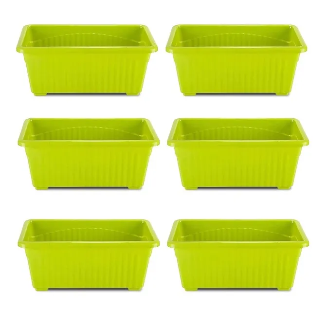Set of 6 - 14 Inch Green Premium Jupiter Rectangular Window Planter