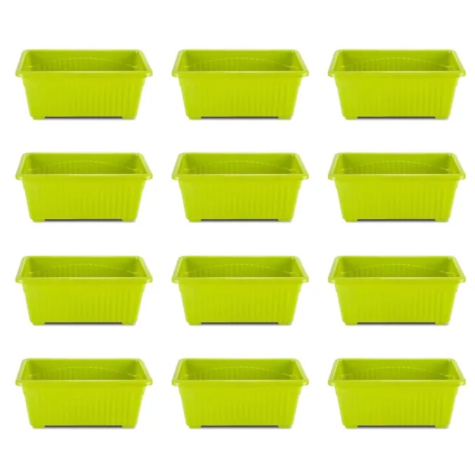 Set of 12 - 14 Inch Green Premium Jupiter Rectangular Window Planter