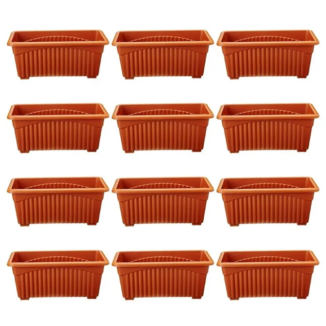 Set of 12 - 14 Inch Brown Premium Jupiter Rectangular Window Planter