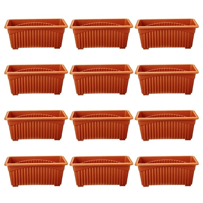 Set of 12 - 14 Inch Brown Premium Jupiter Rectangular Window Planter