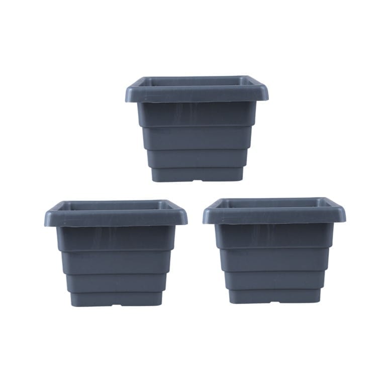 Buy Set of 03 - 6 Inch Grey Premium Orchid Square Plastic Pot Online | Urvann.com Set of 03 - 6 Inch Grey Premium Orchid Square Plastic Pot