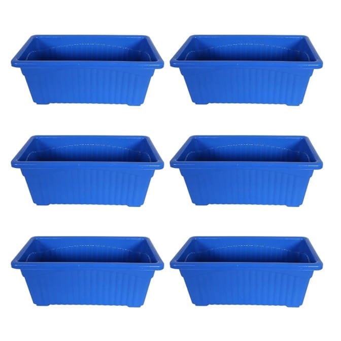 Set of 6 - 14 Inch Blue  Premium Jupiter Rectangular Window Planter