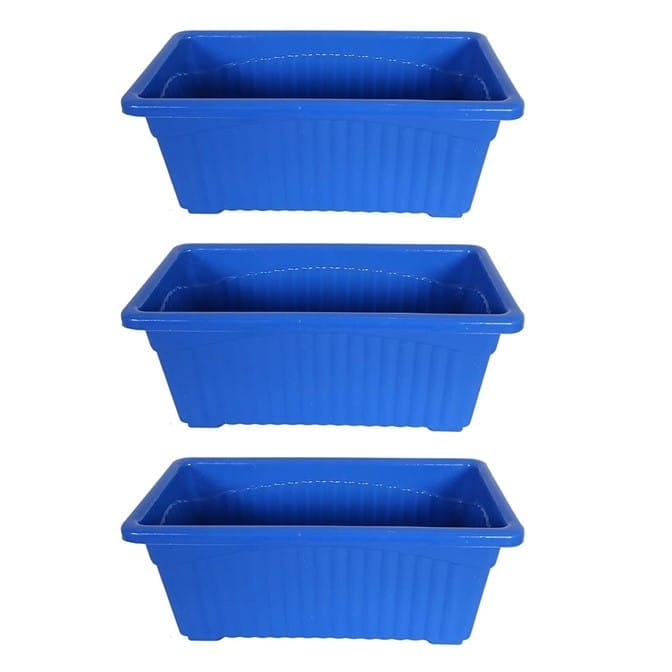 Set of 3 - 14 Inch Blue  Premium Jupiter Rectangular Window Planter