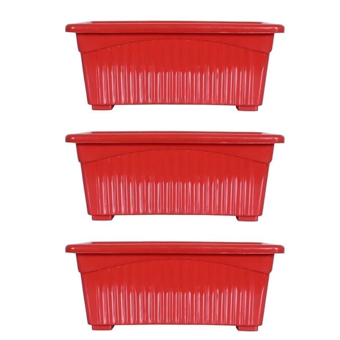 Buy Set of 3 - 14 Inch Red Premium Jupiter Rectangular Window Planter Online | Urvann.com Set of 3 - 14 Inch Red Premium Jupiter Rectangular Window Planter