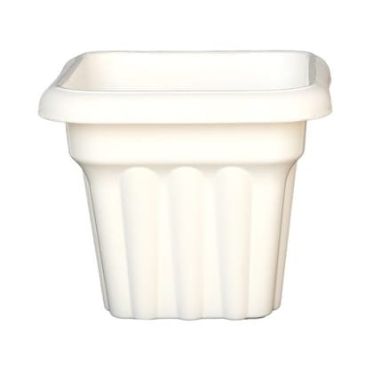 Buy 10 Inch White Heavy Square Plastic Pot Online | Urvann.com