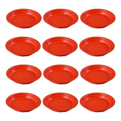 Buy Set of 12 - 6.5 Inch Terracotta Red Premium Round Trays - To keep under the Pots Online | Urvann.com