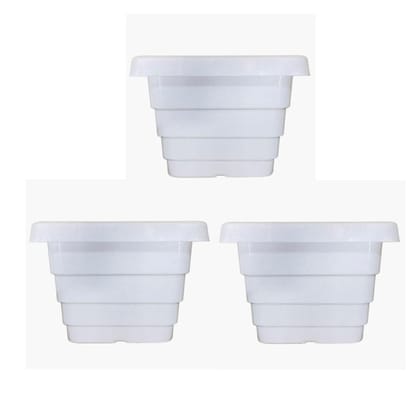 Buy Set of 03 - 4 Inch White Premium Orchid Square Plastic Pot Online | Urvann.com