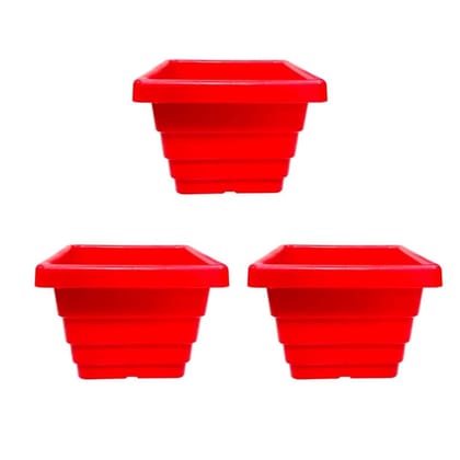 Buy Set of 03 - 4 Inch Red Premium Orchid Square Plastic Pot Online | Urvann.com