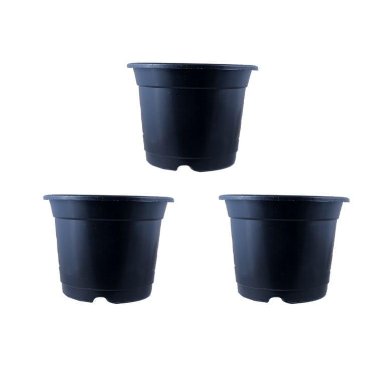 Set of 03 - 8 Inch Black Nursery Pot