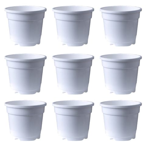 Set of 09 - 8 Inch White Nursery Pot