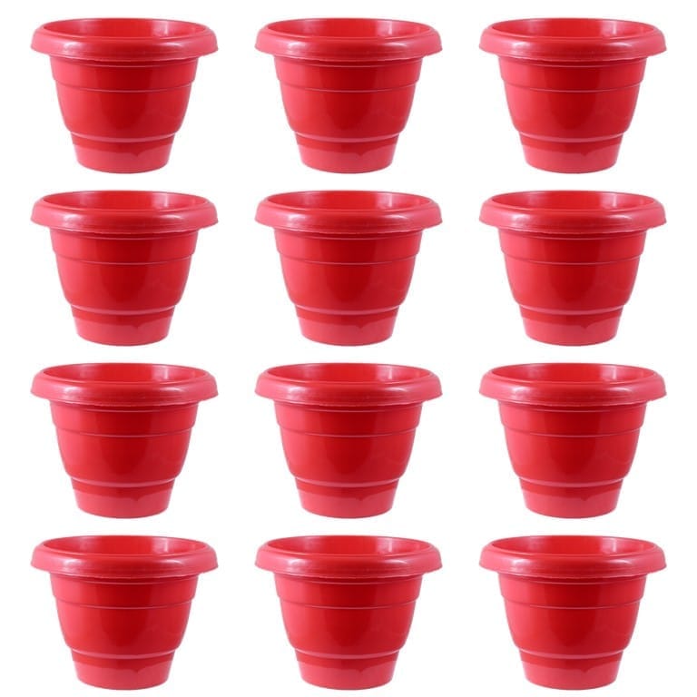 Set of 12 - 14 Inch Terracotta Red Classy Plastic Pot