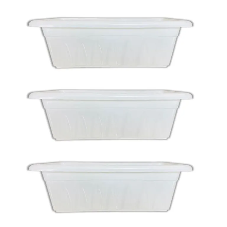 Set of 03 - 24 Inch White Premium Supreme Window Plastic Planter