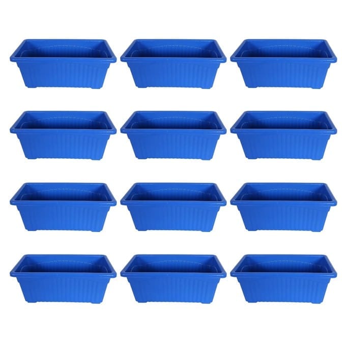 Set of 12 - 14 Inch Blue Premium Jupiter Rectangular Window Planter