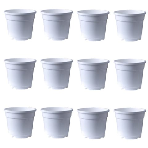 Set of 12 - 8 Inch White Nursery Pot