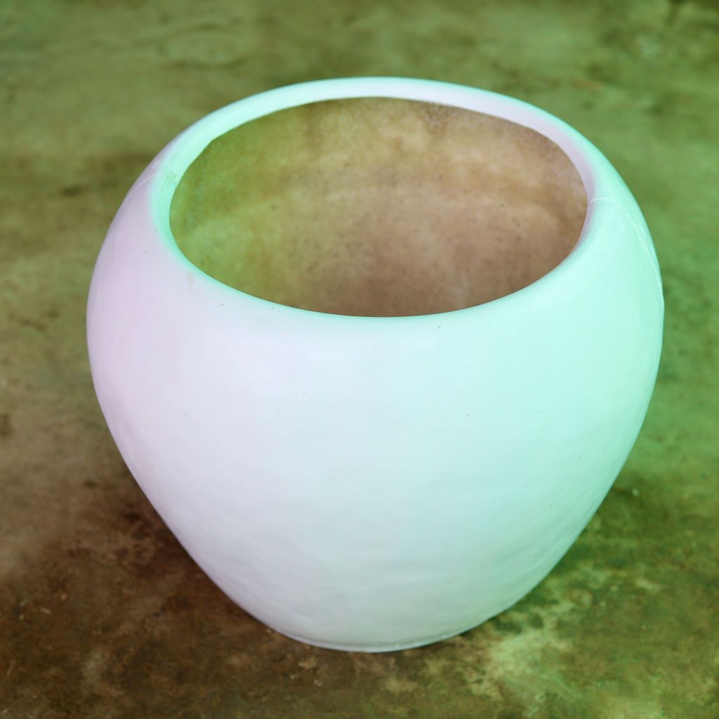 10 Inch Classy White Apple Bowl Fiberglass Pot