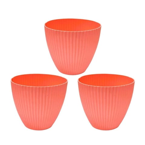Set of 3 - 7 Inch Pink Premium Vector Plastic Pot