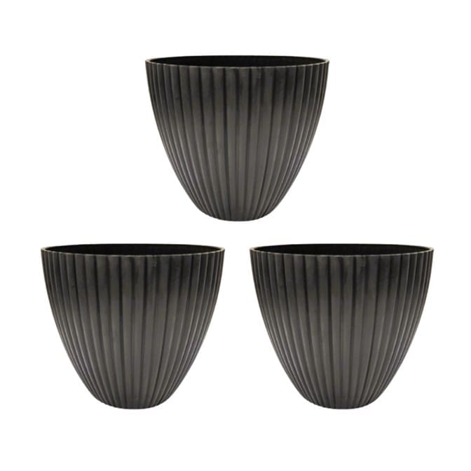 Set of 3 - 7 Inch Grey Premium Vector Plastic Pot
