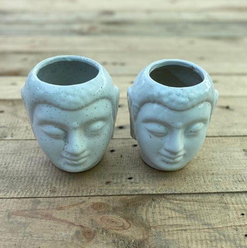 Buy Set of 2 - 4 X 5 Inch White Elegant Buddha Designer Ceramic Pot Online | Urvann.com Set of 2 - 4 X 5 Inch White Elegant Buddha Designer Ceramic Pot