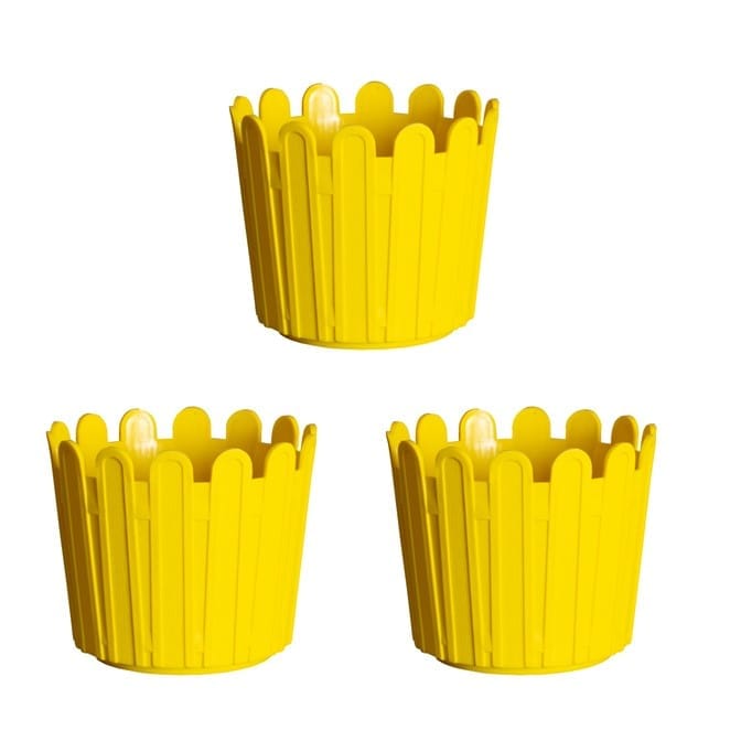 Set of 3 - 6 Inch Yellow Premium Tippy Plastic Pot