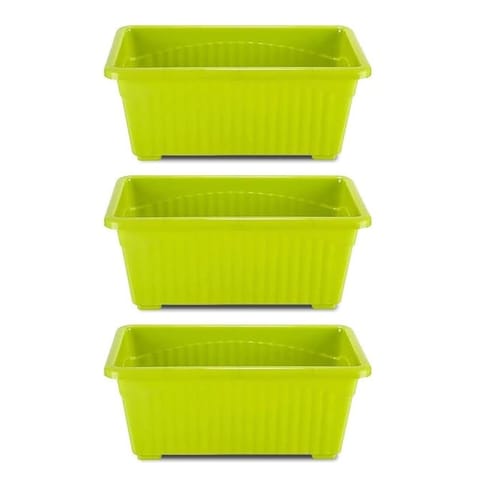 Set of 3 - 14 Inch Green  Premium Jupiter Rectangular Window Planter