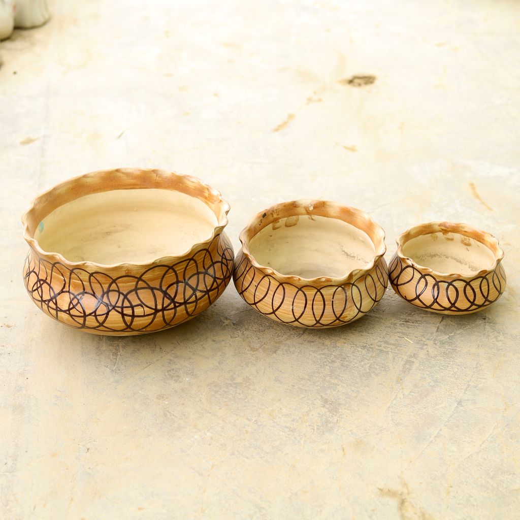 Buy Set of 3 - (6,8 & 10) Inch Classy Tray Designer Ceramic Pot (any colour & Design) Online | Urvann.com Set of 3 - (6,8 & 10) Inch Classy Tray Designer Ceramic Pot (any colour & Design)