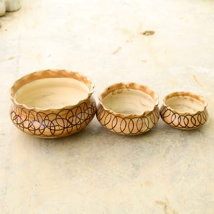 Buy Set of 3 - (6,8 & 10) Inch Classy Tray Designer Ceramic Pot (any colour & Design) Online | Urvann.com