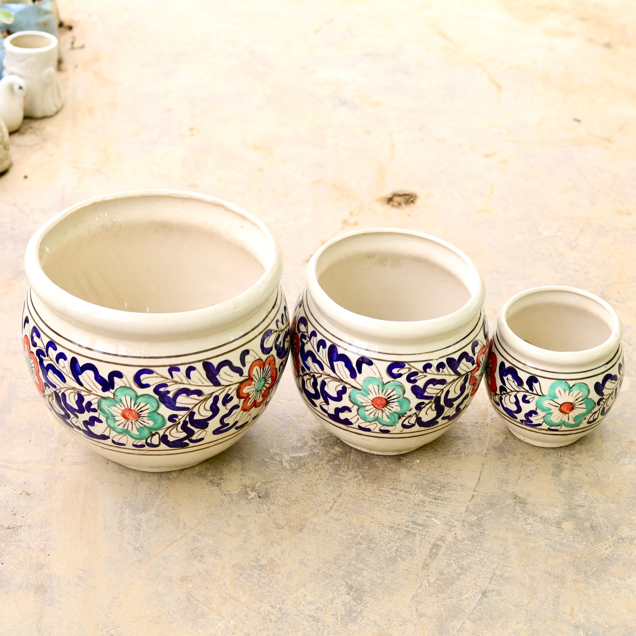 Set of 3 - (7,9 & 11 ) Inch Classy Matki Designer Ceramic Pot (any colour & Design)