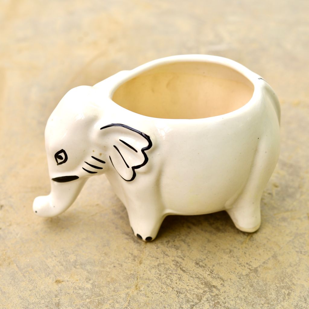 6 Inch Cute Elephant Designer Ceramic Pot (any colour & design)