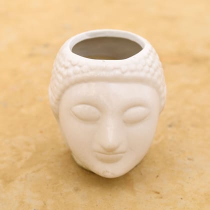Buy 6 Inch White Buddha Designer Ceramic Pot Online | Urvann.com