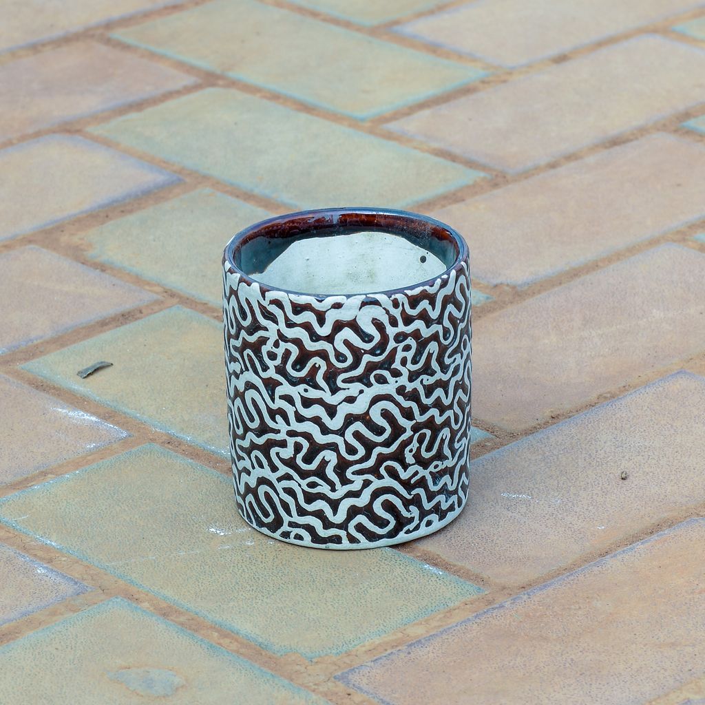 5 Inch Cylindrical Designer Ceramic Pot (any colour & design)