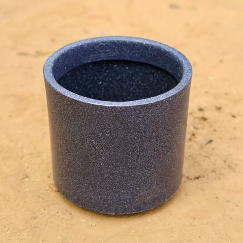 8 Inch Black Cylindrical Fiberglass Pot