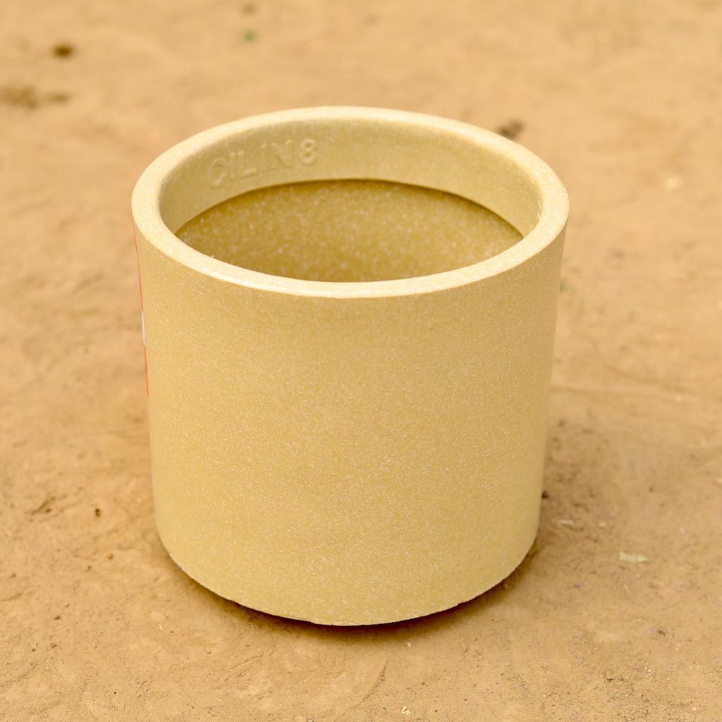 8 Inch Beige Cylindrical Fiberglass Pot