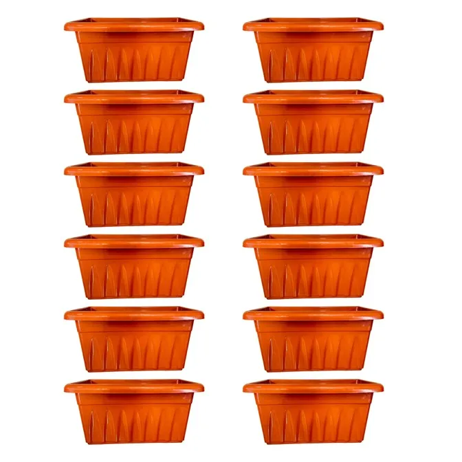 Set of 12 - 24 Inch Terracotta Red Premium Supreme Window Plastic Planter