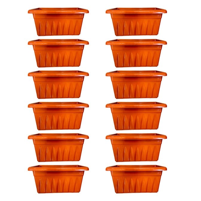Set of 12 - 24 Inch Terracotta Red Premium Supreme Window Plastic Planter