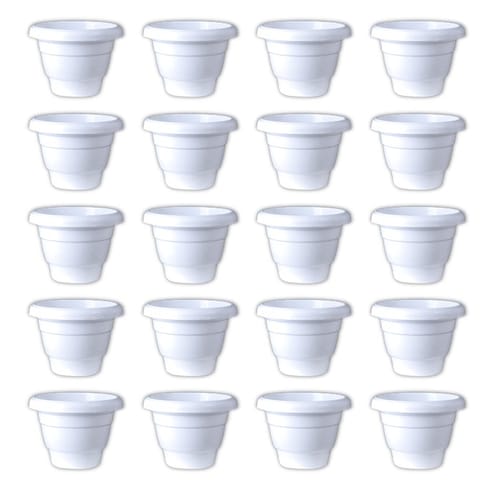 Set of 20 - 14 Inch White Classy Plastic Pot