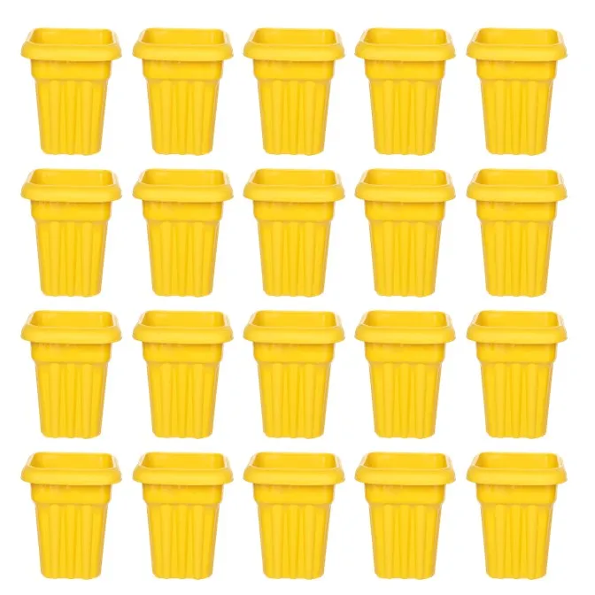 Set of 20 - 10 Inch Yellow Heavy Square Plastic Pot